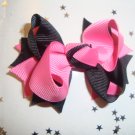 Hot Pink/Black Spike Bow
