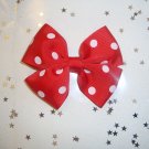 Red and White Polka Dot Pinwheel Hair Bow