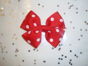 Red and White Polka Dot Pinwheel Hair Bow