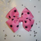 Hot Pink and Black Polka Dot Pinwheel Hair Bow