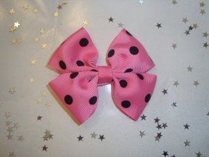 Hot Pink and Black Polka Dot Pinwheel Hair Bow