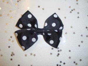 Black and White Polka Dot Pinwheel Hair Bow