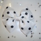 White and Black Polka Dot Pinwheel Hair Bow