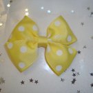 Bright Yellow and White Polka Dot Pinwheel Hair Bow
