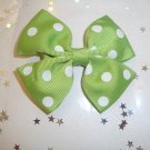 Lime Green and White Polka Dot Pinwheel Hair Bow