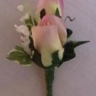 Cream/ Light Pink Rose Groom Boutonniere