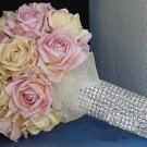 Light Pink and Cream Silk hand tied Rose Bouquet