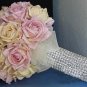 Light Pink and Cream Silk hand tied Rose Bouquet