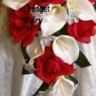 Silk Red Rose and White Calla lily Bouquet