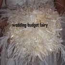 Silk Champain Ribbon and Crean Rose Bouquet with white Feathers