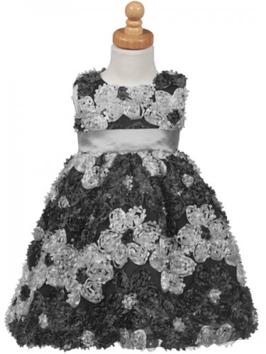 Silver Ribbon Embroidered Tulle Dress 2T-4T