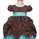 Chocolate/Turquoise Princess Taffeta Dress size 5-7