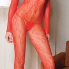 Wide Neck Long Sleeve Fishnet Body Stocking