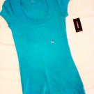 Express Sexy Basics Round Collar Tee in Blue (Size XS)