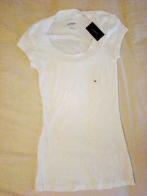 Express Sexy Basics Round Collar Tee in White (Size XS)
