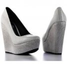 NEW Rock & Republic Gray Pewter Platform Wedge Funky Fun Sz 9.5 M FREE SHIPPING
