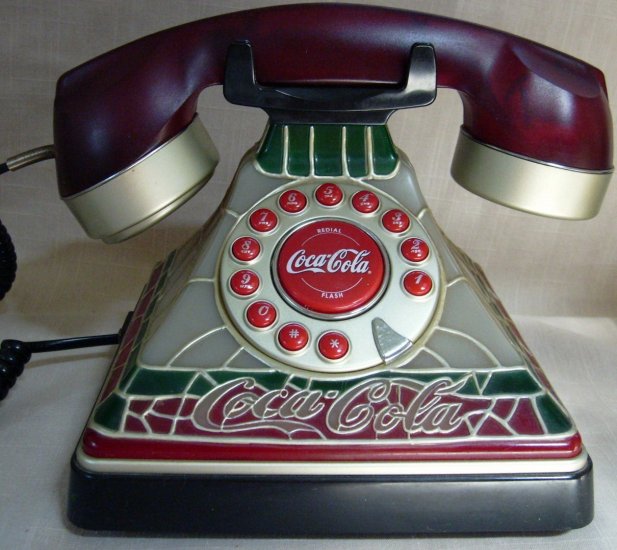 Coca Cola Stained Glass Look Phone, Retired, Tiffany