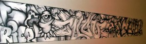 RICO 1 GRAFFITI abstract ART 2x18 b&w  Urban pop street