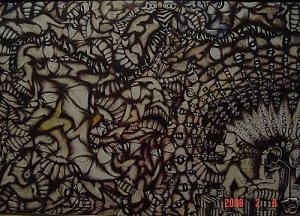 RICO ONE ORIG GRAFFITI ART Signed outsider Psychedelic