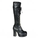 Gothika - Women's Boots 3¾" Black D-Ring Chain Knee Boot