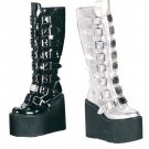 Swing - Women's Knee High Boots with Metal Plates and Mutiple Buckles