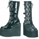 Women's Calf High Boots with Lace Up Front with Buckles and Platform - 5¾"