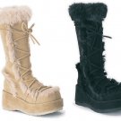 "Cubby" - Women's Suede Like Boots with Rabbit Fur Trim