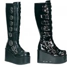 Concord - Women's Wedge Platform Knee Boots with Buckles