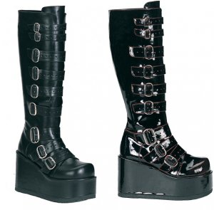 Concord - Women's Wedge Platform Knee Boots with Buckles