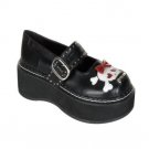 Emily - Women's Goth 2" Platform Black M/J Shoe W/Bow Skull Head
