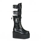 Creeper - Women's Creepers 3¼" Platform Black 3 Buckled Calf Creeper Boot