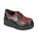 Creeper - Women's Creepers 2" Platform Black Plaid Shoe W/Zipper Trim