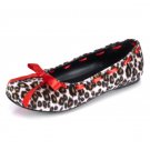 Daisy - Women's Flat Slipper Style Shoes with Cheetah Fur Pattern & Bow Accent