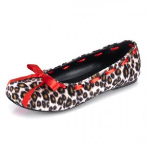 Daisy - Women's Flat Slipper Style Shoes with Cheetah Fur Pattern & Bow Accent