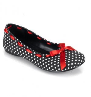 Daisy - Women's Flat Slipper Style Shoes with Polka Dot Design & Bow Accent