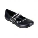 Daisy - Women's Flat Slipper Style Shoes with Pyramid Studded MJ Strap and Detail