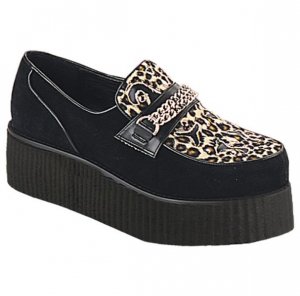 Creeper - Men's Suede Platform Shoes with Chain Accent and Cutout Designs