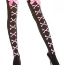 Opaque Stockings with Front Crossbones Design and Satin Bow