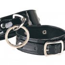 Black Buckled Ankle Cuff with Side Rings