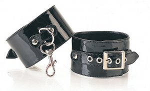 Black Buckled Ankle Cuff with Slide Clasps
