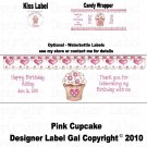 SPECIAL - 60 CANDY WRAPPERS 108 KISS - PINK CUPCAKE