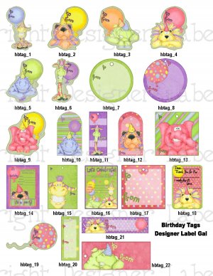 10 Birthday Gift Tags - Party Animals