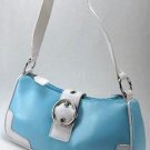 Baby Blue & White Buckle Bag