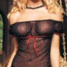 86001 - Peasant (off the shoulder) design, sheer flocked hearts mesh, ribbon trim and bow