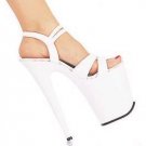 819 White - 8 inch heel, approx. 5 inch platform, double ankle straps.