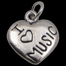 I LOVE MUSIC silver charm heart
