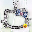 Large Pendant: Hello Kitty with Pink & Blue Crystal Bow