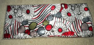 Retro Red & Black & Grey Flower/Stripe Long Scarf