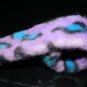 Leopard Print Furry Slap Bracelet, purple & blue