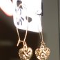 Gold tone Open Heart Dangle Earrings, sensitive ears